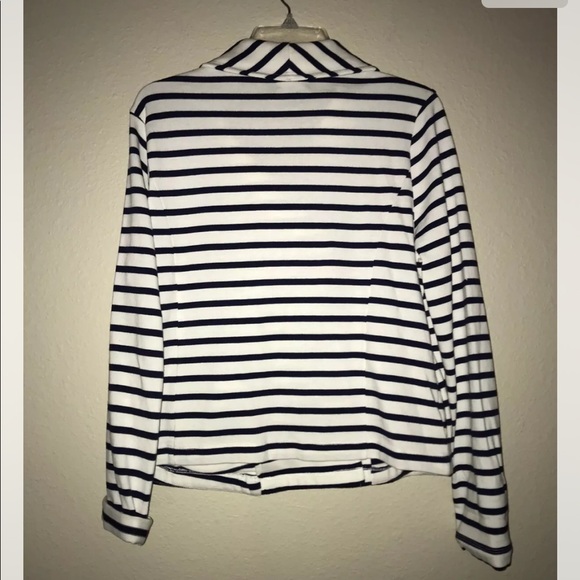 Splendid Navy & White Stripe Stretch Soft Knit Moto Jacket Sz L - Picture 5 of 6